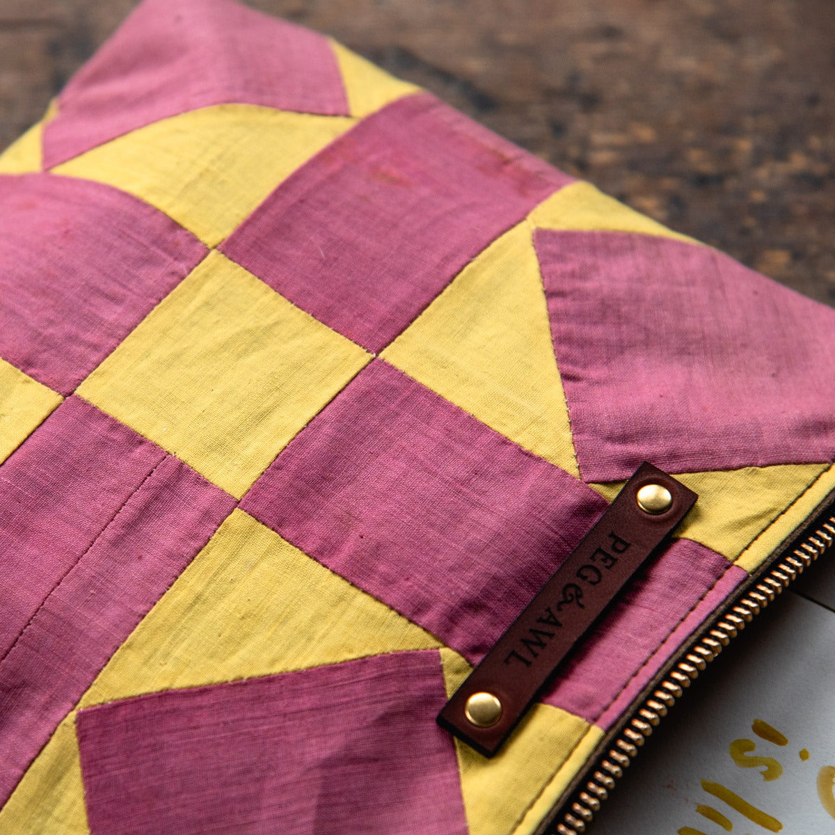Custom Pouch with Antique Quilt Block: Arianne