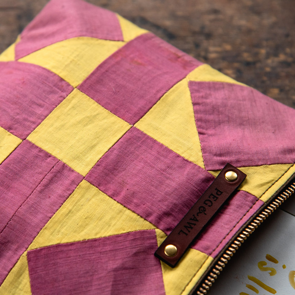 Custom Pouch with Antique Quilt Block: Arianne