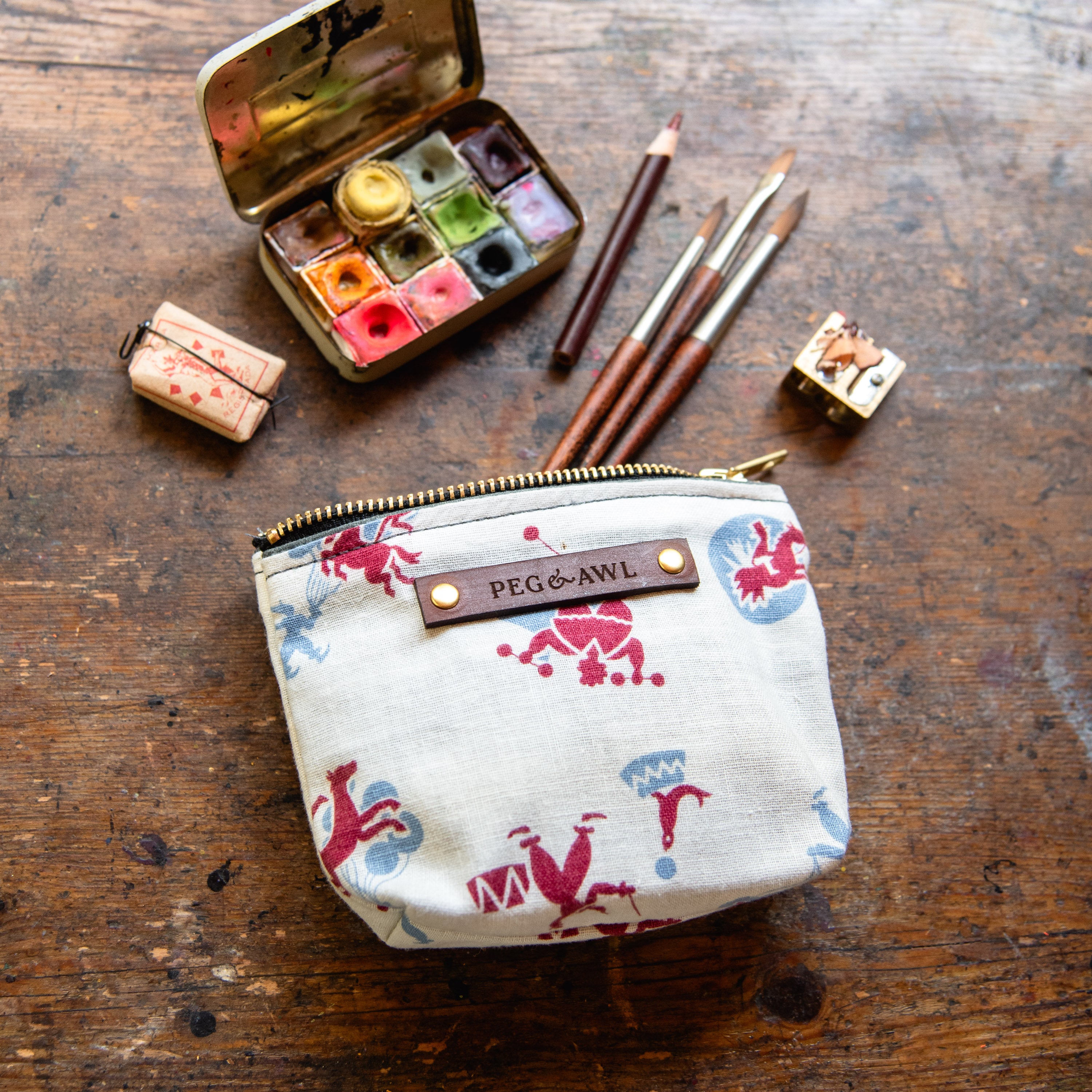 Saver Pouch with Midcentury Feedsack: Circus