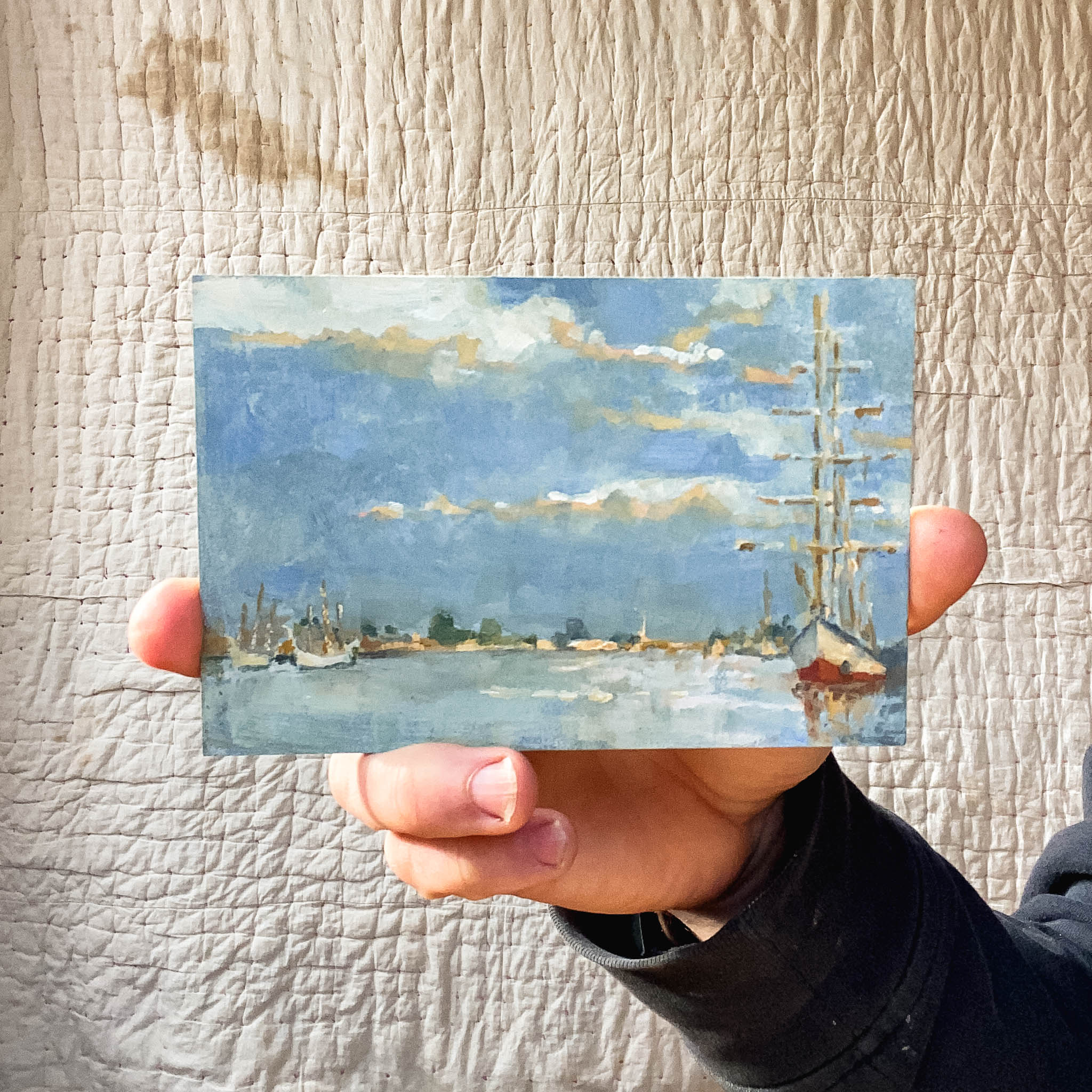 Framed Original Plein Air Painting by Walter Kent: Den Helder, Netherlands 2023