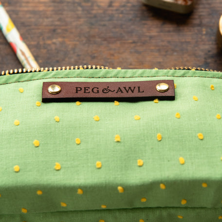 Drafter Pouch with Yellow Fluffy Spots on Green!: Elin
