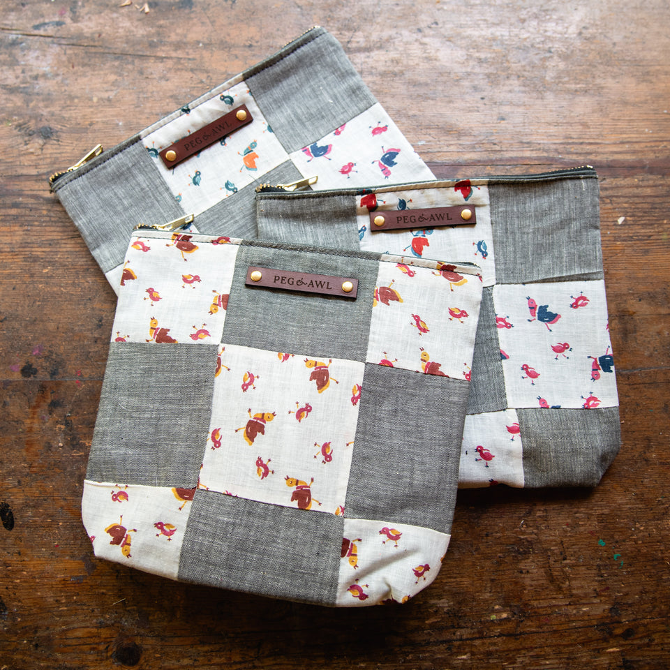 Custom Pouch with Early 1900s Quilt Block: James