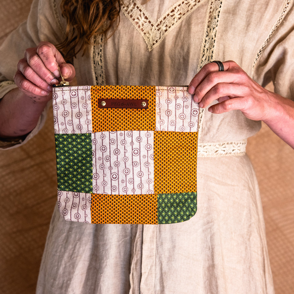 Large Pouch with Antique Orphan Squares: Mercy