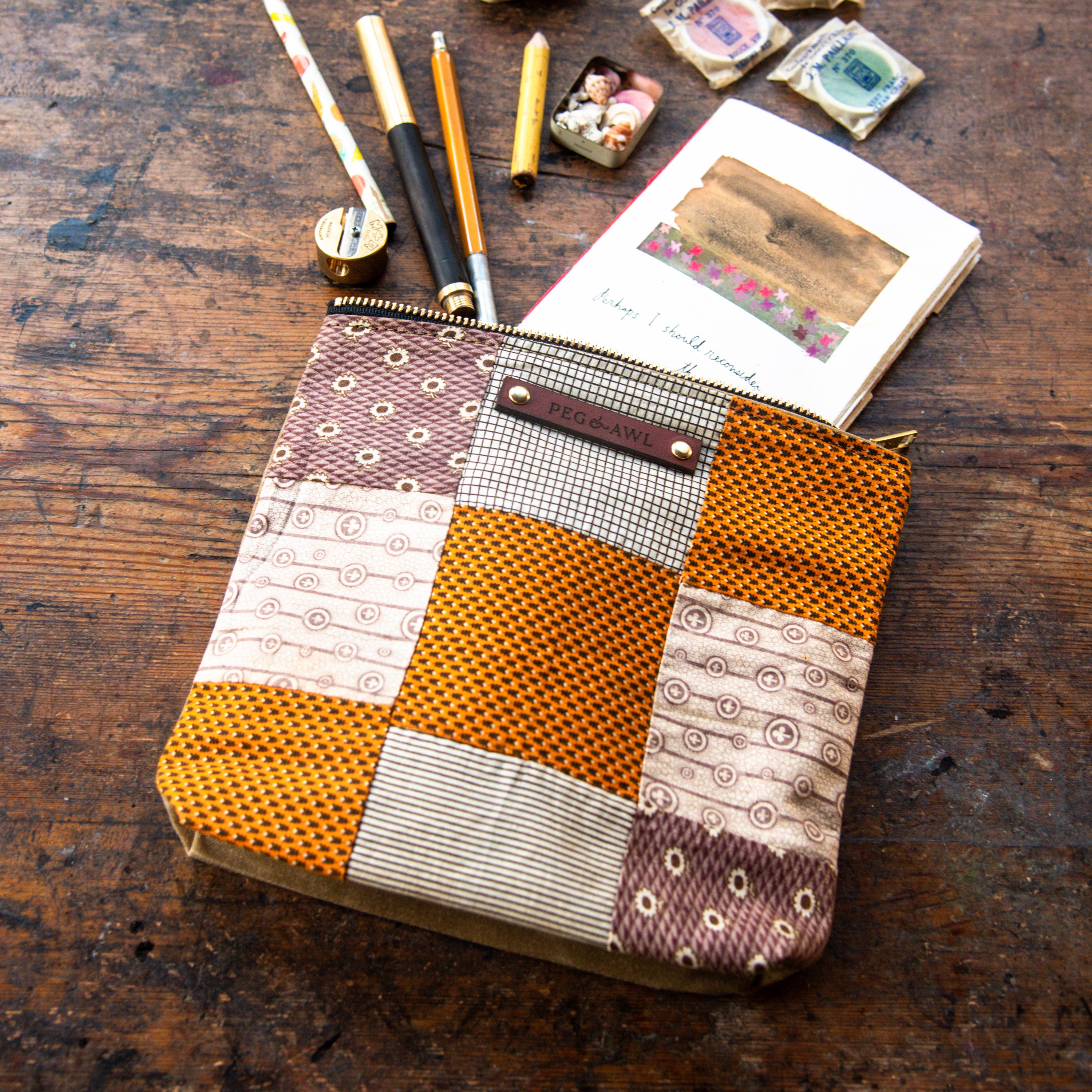 Large Pouch with Antique Orphan Squares: Mercy