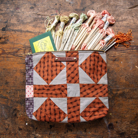 Custom Pouch with Late 1800s - Early 1900s Orphan Quilt Block: Leah
