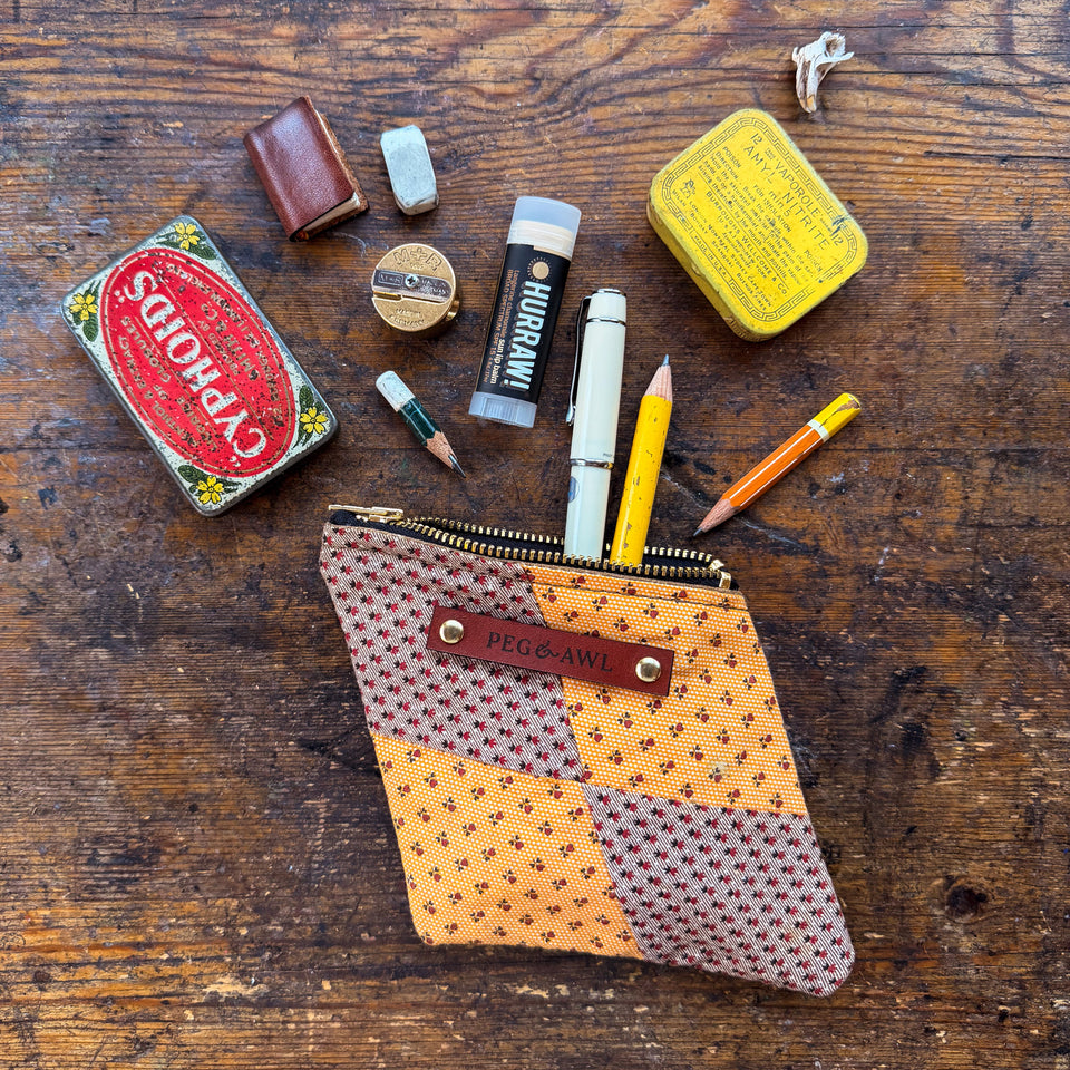 Custom Rhombus Pouch with Late 1800s - Early 1900s Orphan Quilt Block: Libra