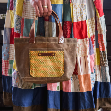 Pipit Tote with Early 1900s Textile: Penelope