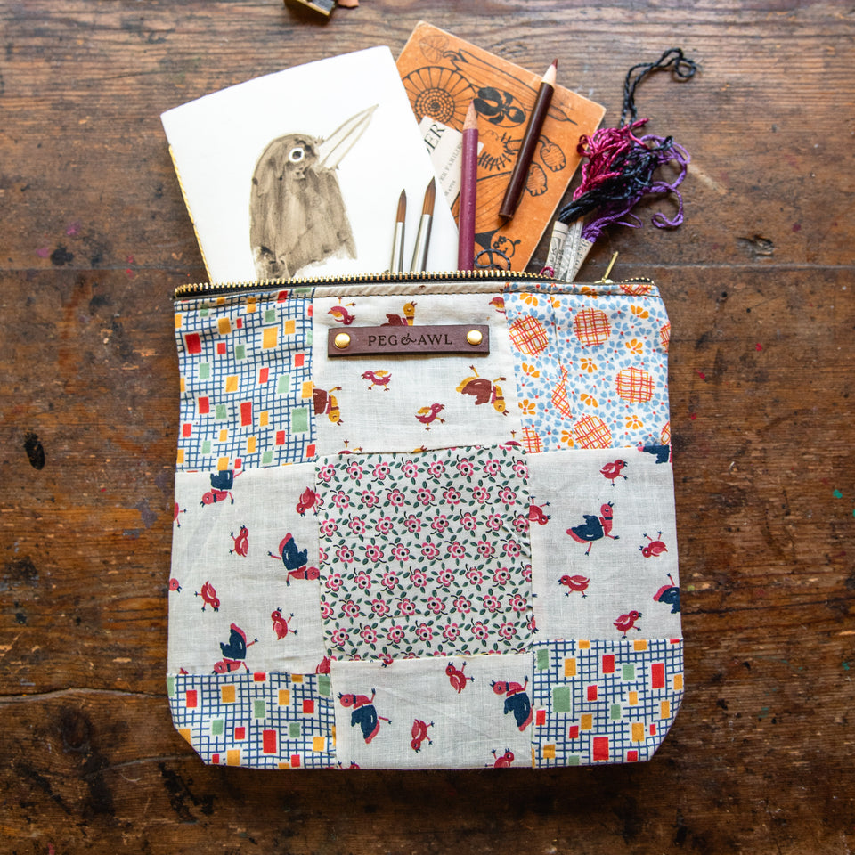 Custom Pouch with Early 1900s Quilt Block: Seamus