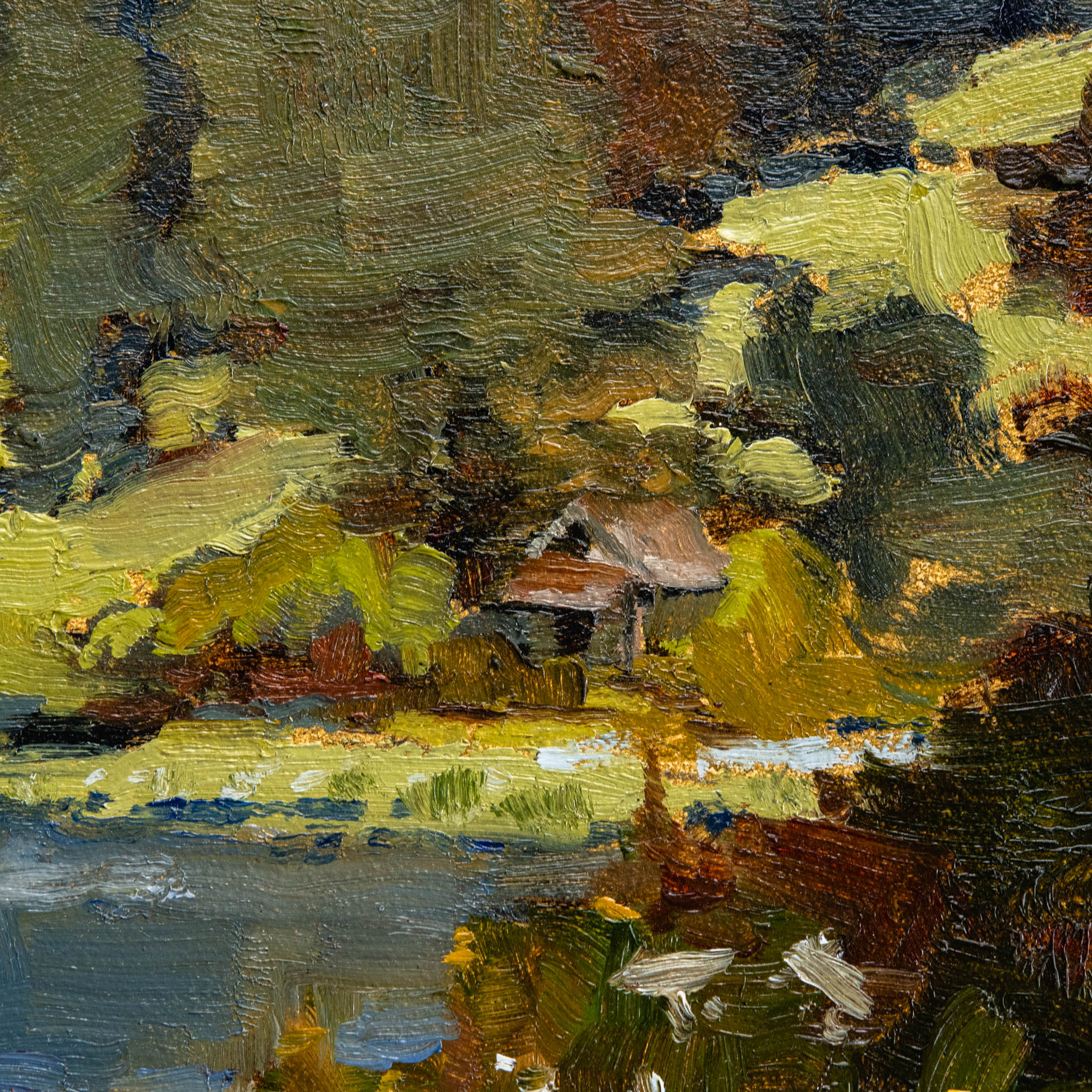 Framed Original Plein Air Painting by Walter Kent: Welkenweir