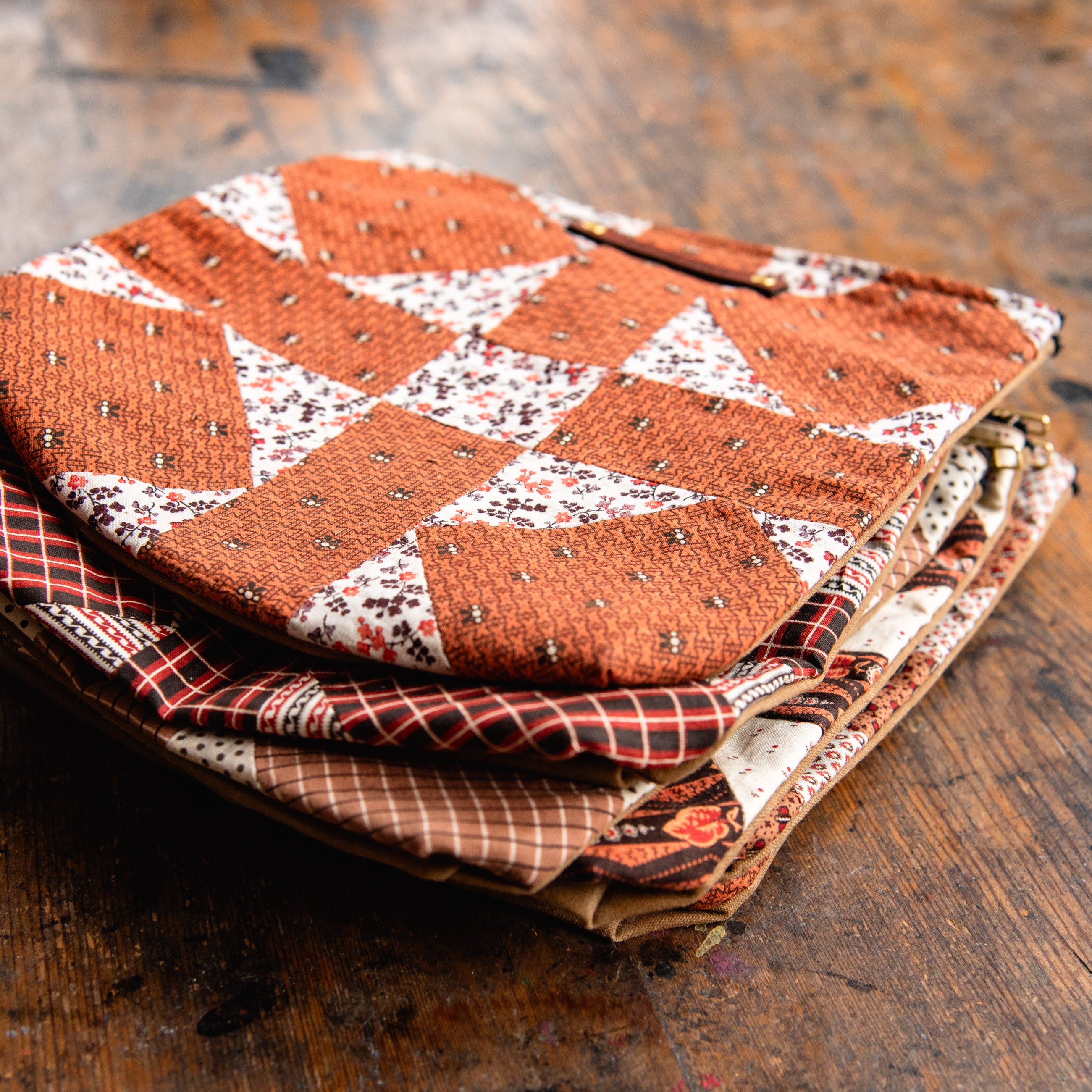 Custom Pouch with Late 1800s - Early 1900s Orphan Quilt Block: Linden