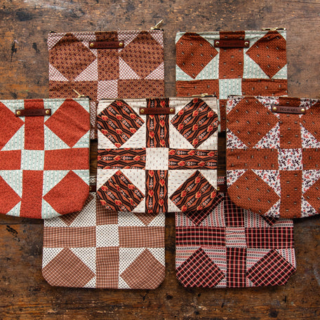 Custom Pouch with Late 1800s - Early 1900s Orphan Quilt Block: Linden